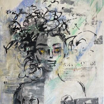 Картина под названием "électrique" - Nathalie Grange, Подлинное произведение искусства, Акрил Установлен на Деревянная рама…