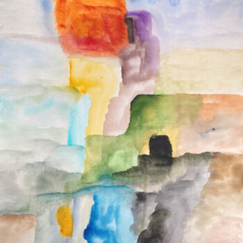 Malarstwo zatytułowany „Menhir” autorstwa Nathalie Gribinski, Oryginalna praca, Akwarela