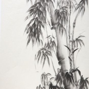 Painting titled "more-bamboos" by Nathalie Guski, Original Artwork, Ink