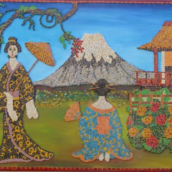 Sculpture titled "Maiko" by Nathalie Jarrige, Original Artwork, Mosaic