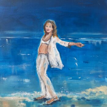 Painting titled "Free girl" by Nathalie Joulin, Original Artwork, Acrylic Mounted on Cardboard