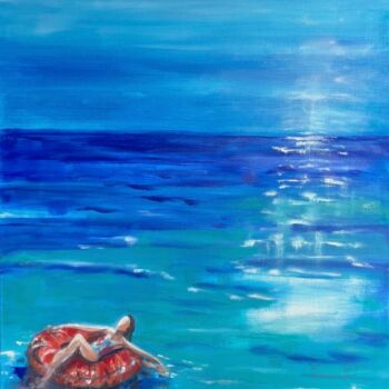 Peinture intitulée "Bouée à la mer" par Nathalie Joulin, Œuvre d'art originale, Acrylique Monté sur Châssis en bois