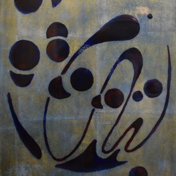 Painting titled "Bulles bleues" by Nathalie Lambeaux, Original Artwork, Lacquer