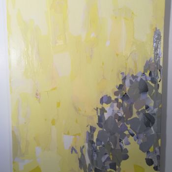 Κολάζ με τίτλο "Collage Jaune citro…" από Nathalie Le Hesran, Αυθεντικά έργα τέχνης, Κολάζ Τοποθετήθηκε στο Ξύλινο φορείο σκ…