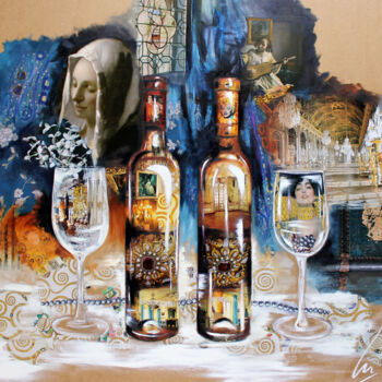 Painting titled "Les divines" by Nathalie Lemaitre, Original Artwork, Oil Mounted on Wood Stretcher frame