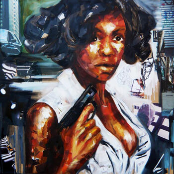 "Killer lady" başlıklı Tablo Nathalie Lemaitre tarafından, Orijinal sanat, Petrol Ahşap Sedye çerçevesi üzerine monte edilmiş