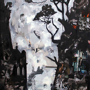 Peinture intitulée "Le passage de minuit" par Nathalie Lemaitre, Œuvre d'art originale, Huile Monté sur Châssis en bois