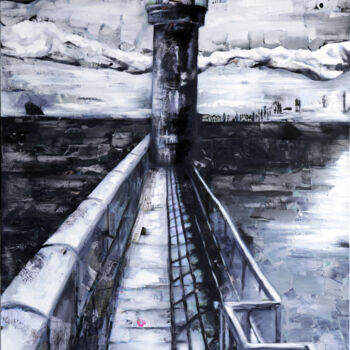 Картина под названием "Le phare de Bastia" - Nathalie Lemaitre, Подлинное произведение искусства, Масло Установлен на Деревя…