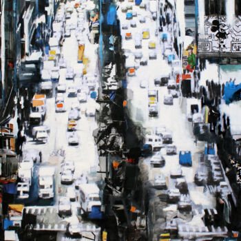 "Park Avenue" başlıklı Tablo Nathalie Lemaitre tarafından, Orijinal sanat, Petrol Ahşap Sedye çerçevesi üzerine monte edilmiş