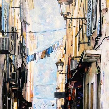 Картина под названием "Le passage de Bastia" - Nathalie Lemaitre, Подлинное произведение искусства, Масло Установлен на Дере…