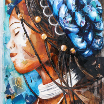 제목이 "Le soleil donne"인 미술작품 Nathalie Lemaitre로, 원작, 기름 나무 들것 프레임에 장착됨