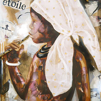 Painting titled "La belle étoile" by Nathalie Lemaitre, Original Artwork, Oil Mounted on Wood Stretcher frame