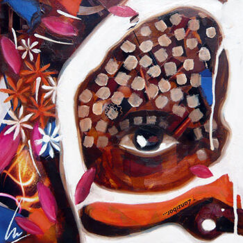 Pintura titulada "Cache-cache" por Nathalie Lemaitre, Obra de arte original, Oleo Montado en Bastidor de camilla de madera