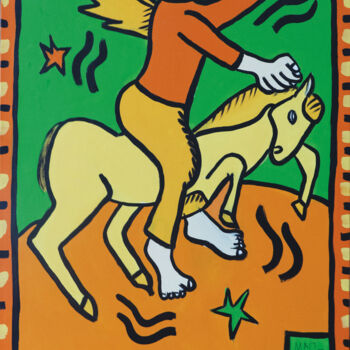 Painting titled "La conquête de Xavi…" by Nathalie Maerten (MAERTEN), Original Artwork, Acrylic Mounted on Wood Stretcher fr…