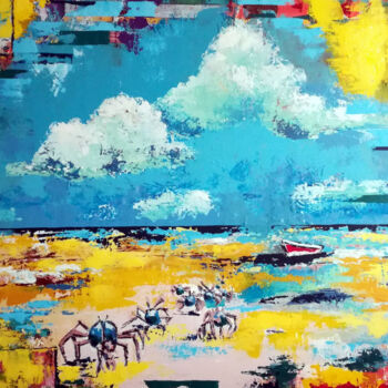 Schilderij getiteld "Carmila Beach" door Nathalie Meunier, Origineel Kunstwerk, Acryl