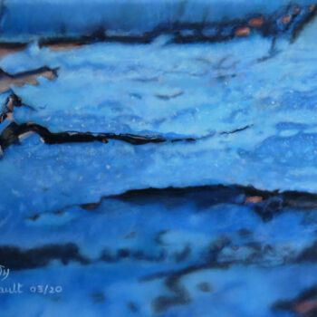 Painting titled "Temps au bleu fixe" by Nathalie Michault, Original Artwork, Pastel Mounted on Cardboard
