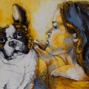 Картина под названием "Tu boudes?" - Nathalie Montel, Подлинное произведение искусства, Акрил Установлен на Деревянная рама…