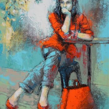 Картина под названием "Reflexion" - Nathalie Montel, Подлинное произведение искусства, Акрил Установлен на Деревянная рама д…