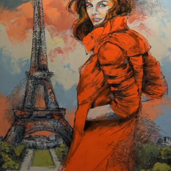 Painting titled "La parisienne" by Nathalie Montel, Original Artwork, Acrylic Mounted on Wood Stretcher frame