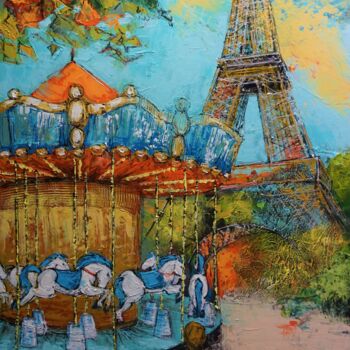 Painting titled "Un petit tour.Natha…" by Nathalie Montel, Original Artwork, Acrylic Mounted on Cardboard