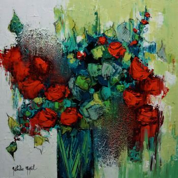 Painting titled "Bouquet passion.Nat…" by Nathalie Montel, Original Artwork, Acrylic Mounted on Wood Stretcher frame