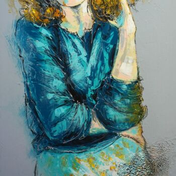 Ζωγραφική με τίτλο "Dans mes pensées. N…" από Nathalie Montel, Αυθεντικά έργα τέχνης, Ακρυλικό Τοποθετήθηκε στο Ξύλινο φορεί…
