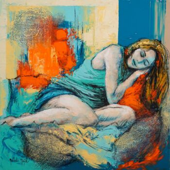 Картина под названием "Juste un instant" - Nathalie Montel, Подлинное произведение искусства, Акрил Установлен на Деревянная…