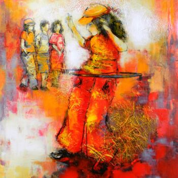 Картина под названием "jeux" - Nathalie Montel, Подлинное произведение искусства, Акрил Установлен на Деревянная рама для но…