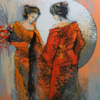 Malarstwo zatytułowany „flamboyance.Nathali…” autorstwa Nathalie Montel, Oryginalna praca, Akryl Zamontowany na Drewniana ra…