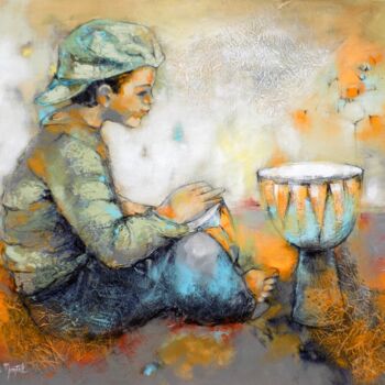 Картина под названием "tam tam" - Nathalie Montel, Подлинное произведение искусства, Акрил Установлен на Деревянная рама для…