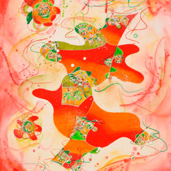 Peinture intitulée "Dynamisme de vie" par Nathalie Moretto, Œuvre d'art originale, Aquarelle