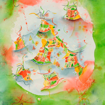 Peinture intitulée "Sans Titre N°033" par Nathalie Moretto, Œuvre d'art originale, Aquarelle