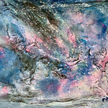 Painting titled "Cosmic Landscape" by Nathalie Morin, Original Artwork, Acrylic Mounted on Wood Stretcher frame