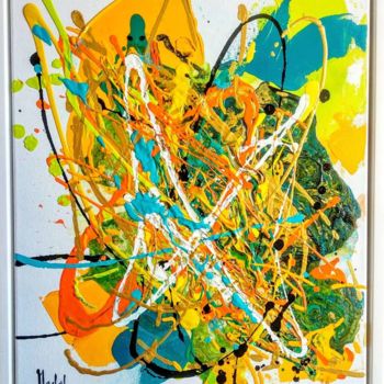 Peinture intitulée "OEUVRE UNIQUE "RAIN…" par Nathalie Nadal-Olivié, Œuvre d'art originale, Acrylique Monté sur Châssis en b…