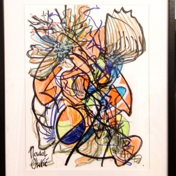 Dibujo titulada "OEUVRE UNIQUE "BLOO…" por Nathalie Nadal-Olivié, Obra de arte original, Rotulador Montado en Panel de madera