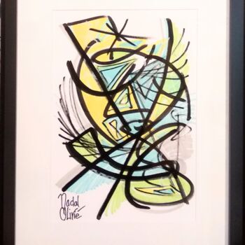 Drawing titled "OEUVRE UNIQUE "YELL…" by Nathalie Nadal-Olivié, Original Artwork, Marker