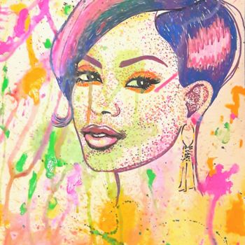 Картина под названием "Blackbeauty #artist…" - Natalina, Подлинное произведение искусства, Акрил