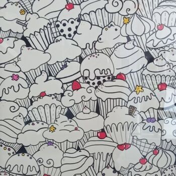 Drawing titled "CUP CAKES" by Nathalie Pellissier, Original Artwork, Marker Mounted on Plexiglass