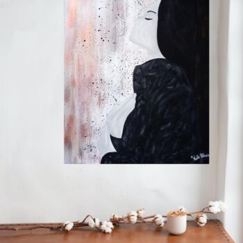 Painting titled "Tristesse" by Nathalie Pellissier, Original Artwork, Acrylic Mounted on Wood Stretcher frame