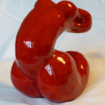 Sculpture titled "Rouge" by Nr, Original Artwork, Terra cotta