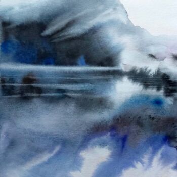 Peinture intitulée "Silence bleu" par Nathalie Seignan, Œuvre d'art originale, Aquarelle