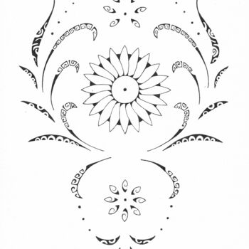 Tekening getiteld "Floral" door Nathalie Setea, Origineel Kunstwerk, Inkt