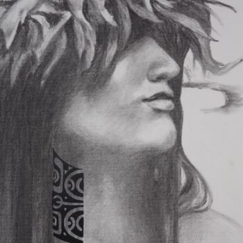 Tekening getiteld "Méduse tropicale" door Nathalie Setea, Origineel Kunstwerk, Houtskool