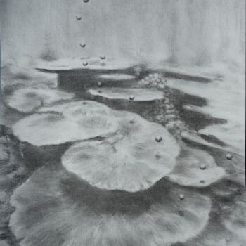 Σχέδιο με τίτλο "Bulles de corail" από Nathalie Setea, Αυθεντικά έργα τέχνης, Κάρβουνο