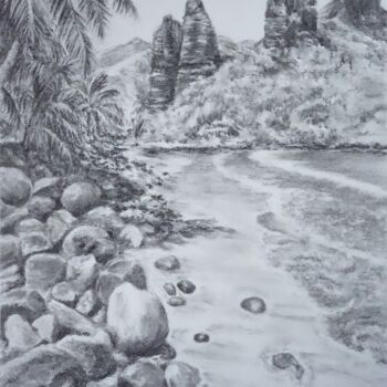 Drawing titled "Le bout du monde" by Nathalie Setea, Original Artwork, Charcoal