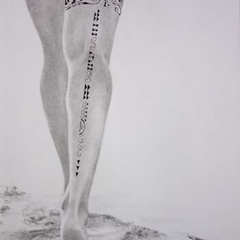 Рисунок под названием "Promenade tattoo" - Nathalie Setea, Подлинное произведение искусства, Древесный уголь