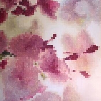 Painting titled "3- Pixels flowers" by Nathalie Si Pié, Original Artwork, Acrylic