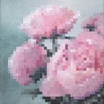 Painting titled "6- Pixels flowers" by Nathalie Si Pié, Original Artwork, Acrylic