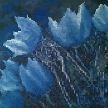Painting titled "11- Pixels flowers" by Nathalie Si Pié, Original Artwork, Acrylic
