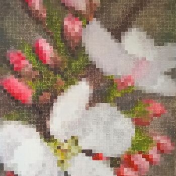 Pittura intitolato "12- Pixels flowers" da Nathalie Si Pié, Opera d'arte originale, Acrilico